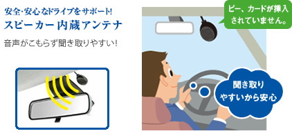 安全・安心なドライブをサポート！スピーカー内蔵アンテナ