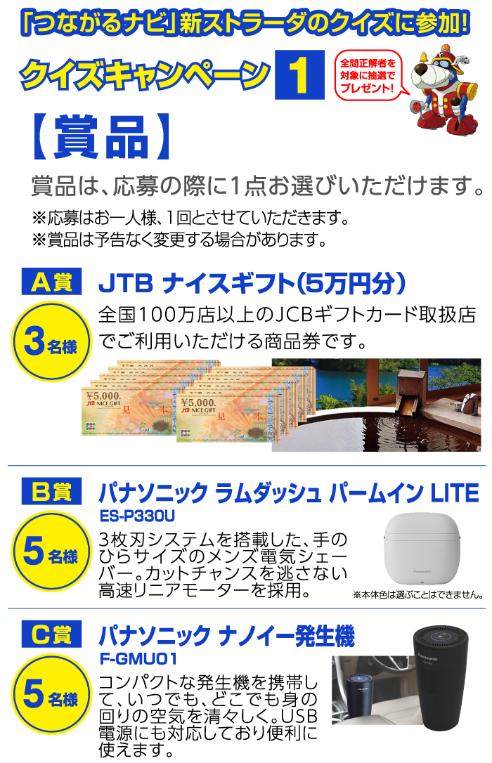 「つながるナビ」ストラーダクイズ大会！A賞からC賞