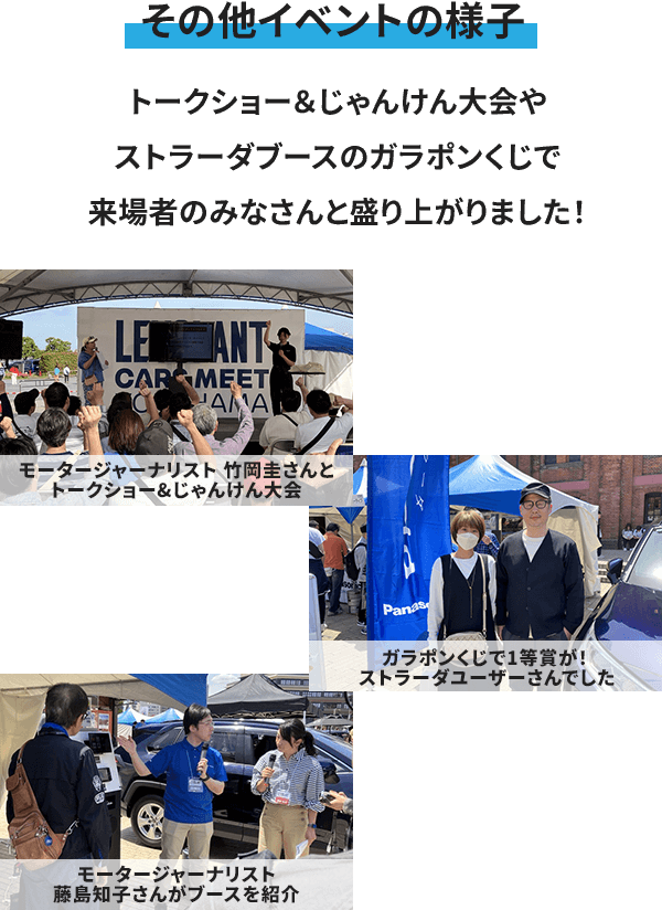トークショー＆じゃんけん大会やストラーダブースのガラポンくじで来場者のみなさんと盛り上がりました！